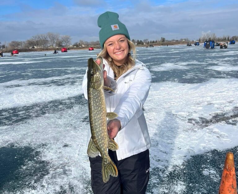 Ashlee Thorson holds up one of her catches from the Casey Kulm Memorial Fishing Derby, which is sponsored by the Aqua Addicts Ski Team. Courtesy photo.