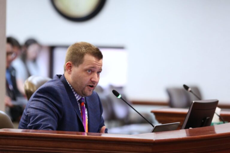 State Sen. Michael Rohl, R-Aberdeen, testifies before the South Dakota Senate State Affairs Committee on Jan. 22. South Dakota Searchlight photo by Makenzie Huber.