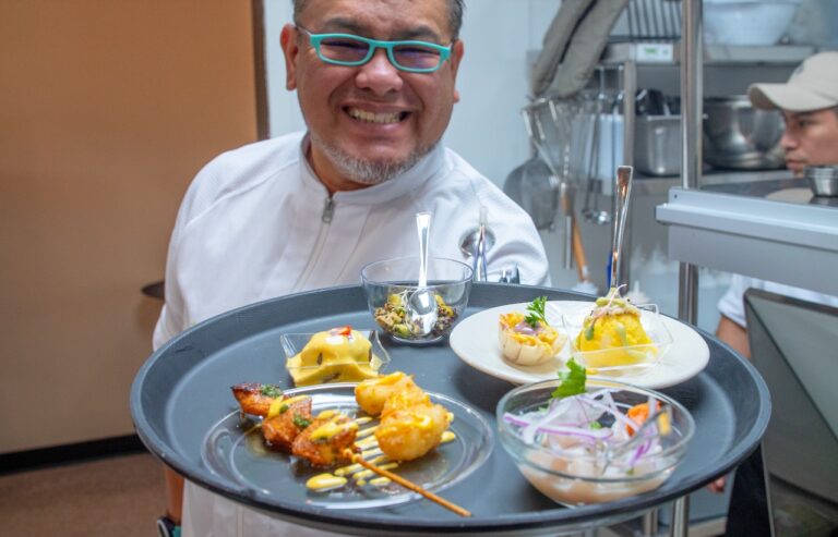 Chef Yuki Nakandakari shows the selection of food featured during a tasting event on Sunday, Jan. 26 at Cuzco Peruvian Cuisine, a new restaurant now open in Aberdeen. Aberdeen Insider photo by John A. Schwab.