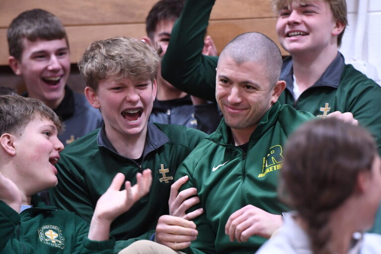 Roncalli Middle School teacher Dan Gallagher was honored with the Milken Educator Award during an assembly on Thursday, Feb. 13 at the Roncalli Gym. The honor comes with $25,000. Courtesy photo.