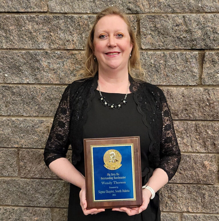 Northwestern Area School's Wendy Thorson was the 2025 recipient of the Phi Beta Mu South Dakota Outstanding Bandmaster of the Year Award. Courtesy photo.  