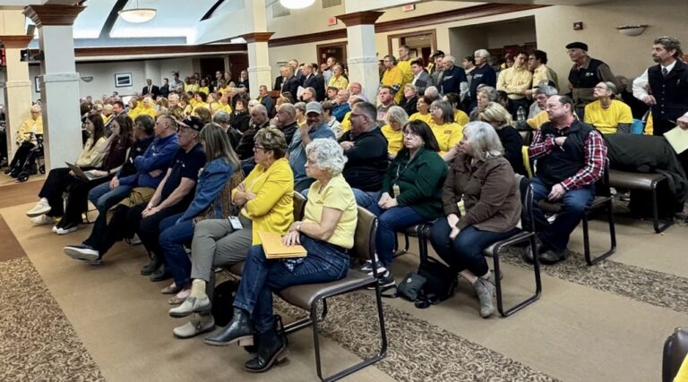HB 1052 wear yellow in support of the measure that would severely hinder the Summit Carbon pipeline proposal. Dakota Scout photo but Austin Goss.