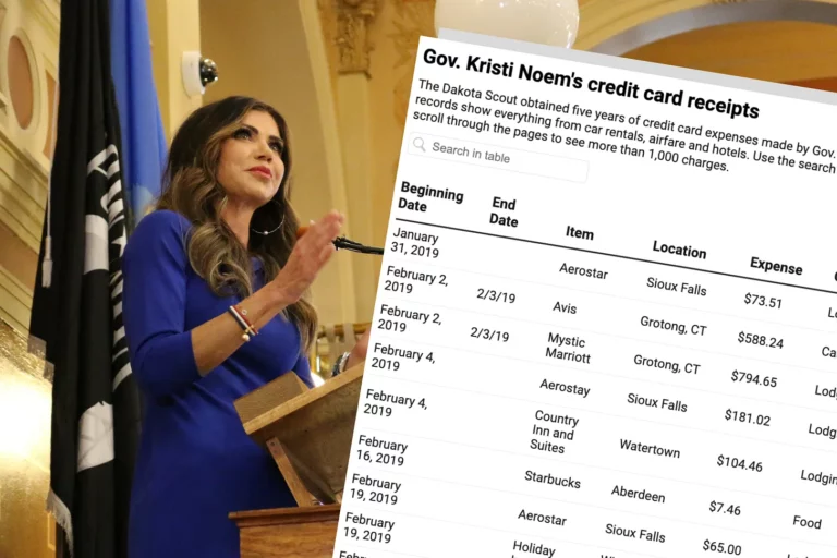 Kirsti Noem credit card photo illustration by The Dakota Scout