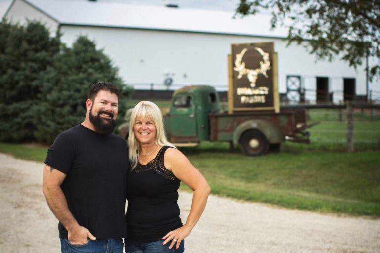 Rob and Emily Sharkey pivoted to save their family farm. Rob, also known as The SharkFarmer, now operated a grain farm and deer outfitter company. He's also a podcaster and TV host. Courtesy photo.