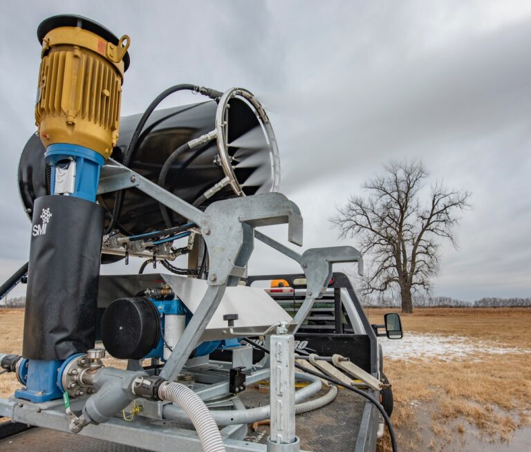 A new snow-making machine was used this winter for the Area Federal Credit Union Sledding Hill at Baird Park. Aberdeen Insider photo by Troy McQuillen.