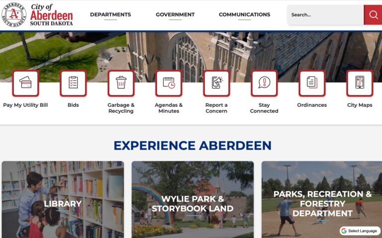 Aberdeen's revamped city website is now live at aberdeen.sd.us.