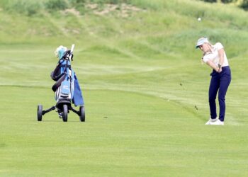 After finishing second last year, Aberdeen Central's Olivia Braun was the medalist at the 2025 Class A girls high school golf state meet, which concluded Tuesday, June 3 in Sioux Falls. Photo courtesy of South Dakota Public Broadcasting.