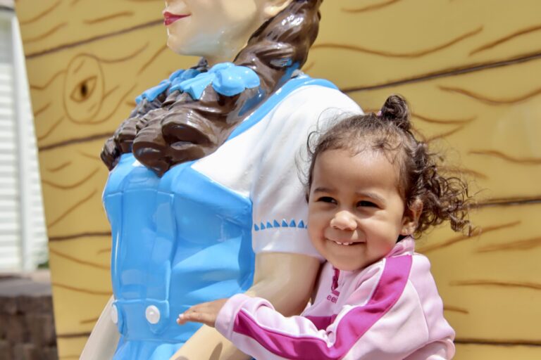 Kaiya Hahn, 2, and her mother Samantha Hahn, from Kansas City, Mo., made a point to visit Storybook Land last weekend, which was also Family Fun Weekend. The mother and daughter were in town attending a family event. Aberdeen Insider photo by Shannon Marvel.