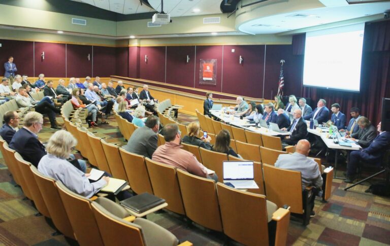 Members of the Comprehensive Property Tax Task Force meet in Sioux Falls on June 25, 2025. South Dakota Searchlight photo by Makenzie Huber.