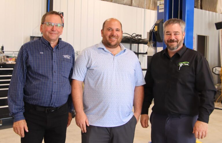 Owners of the Aberdeen Lincoln Repair shop attended a Monday, June 30 ribbon-cutting. They include, from left, Lee Friese, Josh Gendron and Kyle Hoeltzner. Aberdeen Insider photo by Elisa Sand.