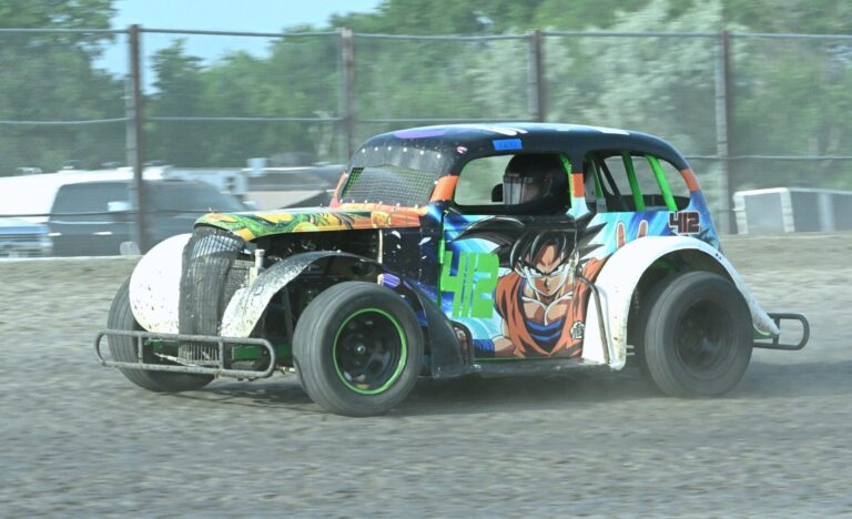 Brandon Bunnis of Detroit Lakes, Minn., and the rest of the INEX Legends Semi-Pro Dirt Series racers made their inaugural appearance at the Brown County Speedway last weekend. Aberdeen Insider photo by Robb Garofalo.