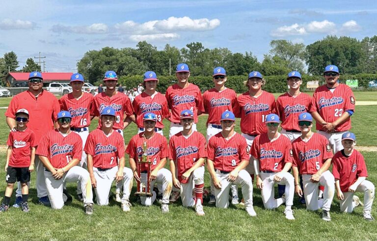 Groton Post 39 advanced to the Class B American Legion baseball state tournament by winning the Region 1B championship last week in Sisseton. Courtesy photo.