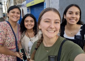 Savannah Spjut, center, a member of the Church of Jesus Christ of Latter-day Saints in Aberdeen, spent 18 months in Trujillo, Peru, on a mission trip. Courtesy photo.