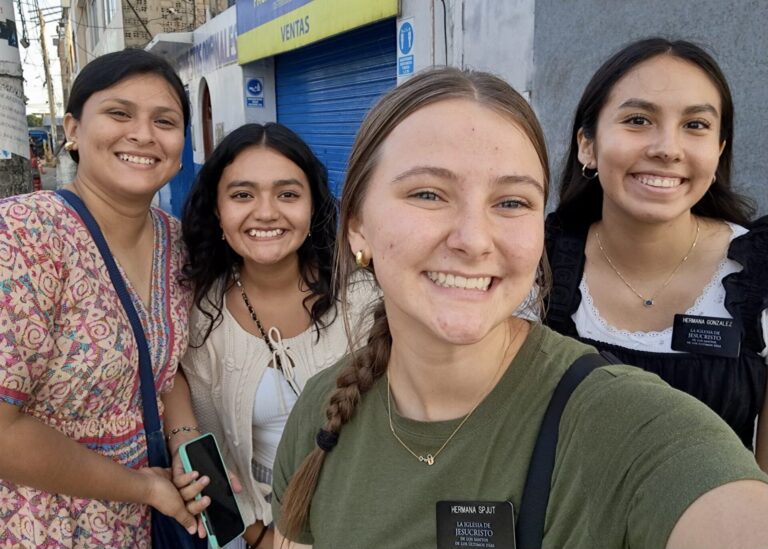 Savannah Spjut, center, a member of the Church of Jesus Christ of Latter-day Saints in Aberdeen, spent 18 months in Trujillo, Peru, on a mission trip. Courtesy photo.