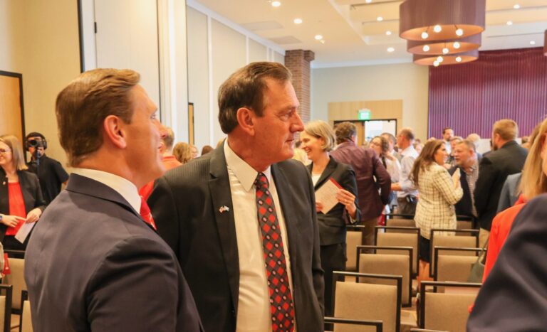 South Dakota Gov. Larry Rhoden was in Sioux Falls Thursday, August. 14 for a press conference announcing the move of the University of South Dakota School of Medicine to Sioux Falls. Dakota Scout photo by Jonathan Ellis.
