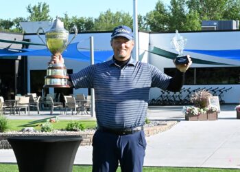 After nearly decade, Warner's McKown wins Dakota Open championship 6 Troy McKown of Warner holds the hardware following his win at the 2025 Dakota Open Sunday, Aug. 24 at Moccasin Creek Country Club. Aberdeen Insider photo by Robb Garofalo.