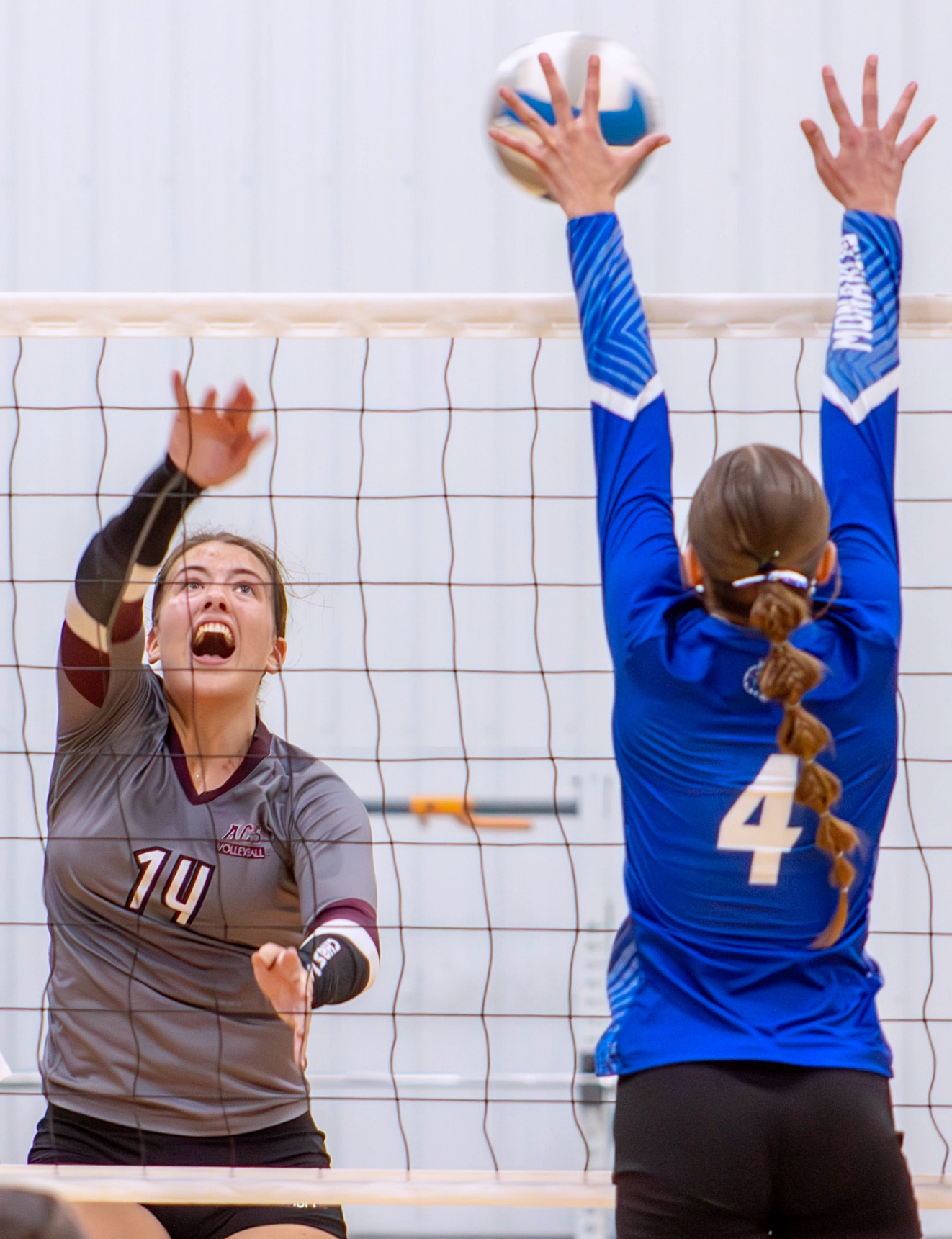 Volleyball: Northwestern wins against three Class AA teams to give Groft 700th career victory 3 Aberdeen Christian's Sophia Eichler hits over the block attempt by Warner's Mckenna Leidholt during the second set of their match Thursday, Aug. 28 at the Aberdeen Christian Gym. Warner won in straight sets. Aberdeen Insider photo by Allie Hoekman.