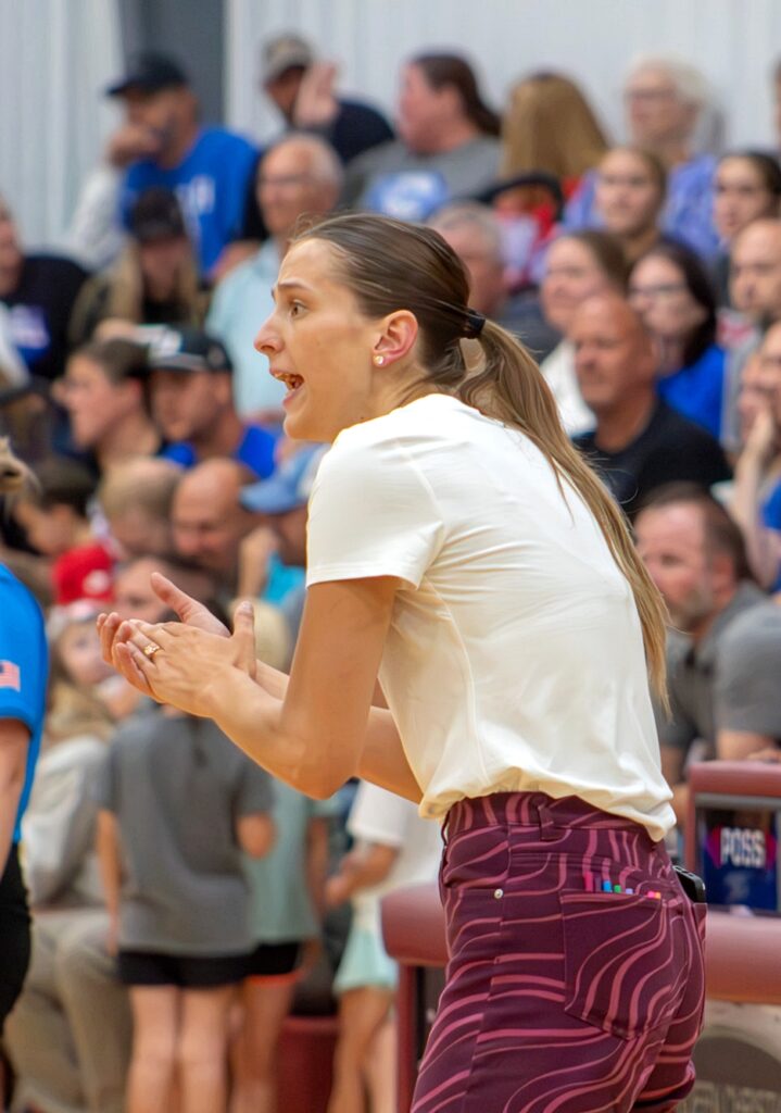 Volleyball: Northwestern wins against three Class AA teams to give Groft 700th career victory 2 Aberdeen Christian head coach Sally Gaul encourages her team during the second set against Warner on Thursday, Aug. 28 at the Christian Gym. Aberdeen Insider photo by Allie Hoekman.