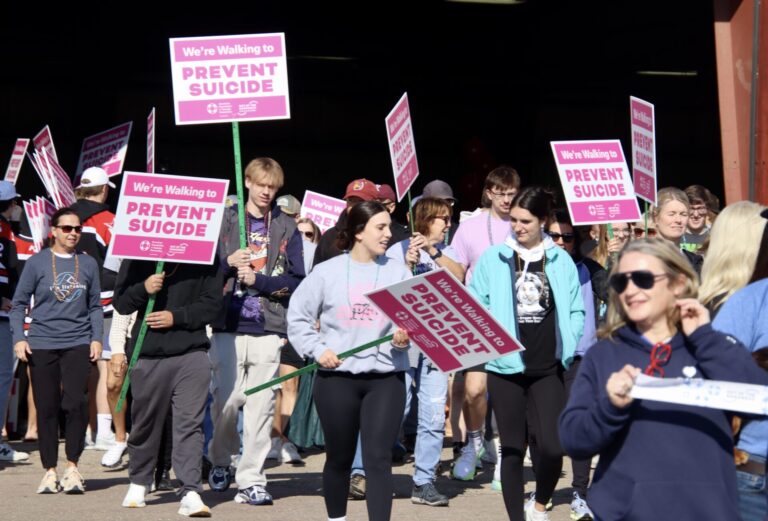 Hundreds of people gathered for the 2025 Aberdeen Area Walk out of the Darkness on Saturday, Sept. 6 at the Holum Expo Building at the Brown County Fairgrounds. The event is a fundraiser for the South Dakota Chapter of the American Foundation for Suicide Prevention. Aberdeen Insider photo by Scott Waltman.