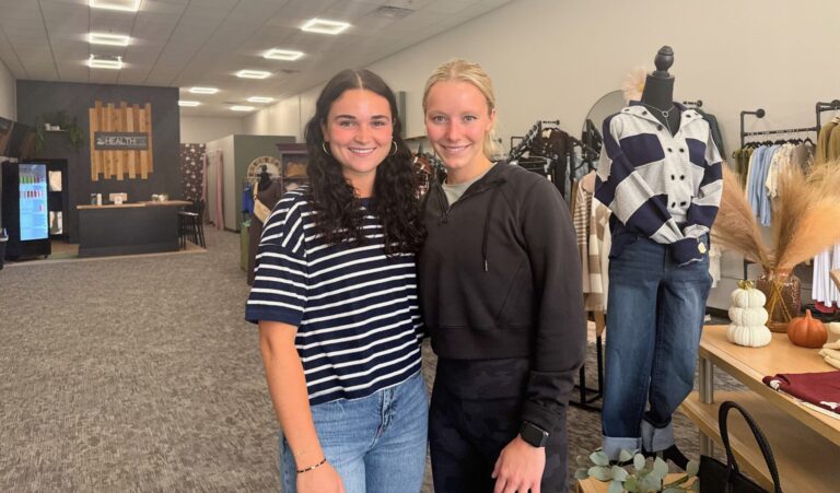 Olivia Hanson, left, and Emma Yeske have co-located businesses at 114 S. Main St. in the Sears Lofts building. Hanson has opened Livie Ann Boutique, and Yeske has opened HealthFix. Aberdeen Insider photo by Elisa Sand.