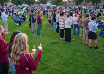 About 200 people were in attendance at a Sunday, Sept. 21 vigil to remember conservative activist Charlie Krik who was fatally shot Sept. 9. Speakers described him as a man who befriended everyone regardless of their beliefs and advocated for unity instead of division. Aberdeen Insider photo by Troy McQuillen.