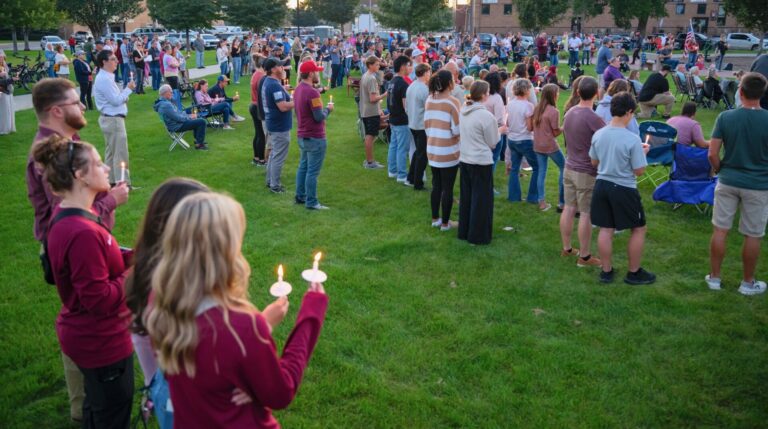 About 200 people were in attendance at a Sunday, Sept. 21 vigil to remember conservative activist Charlie Krik who was fatally shot Sept. 9. Speakers described him as a man who befriended everyone regardless of their beliefs and advocated for unity instead of division. Aberdeen Insider photo by Troy McQuillen.