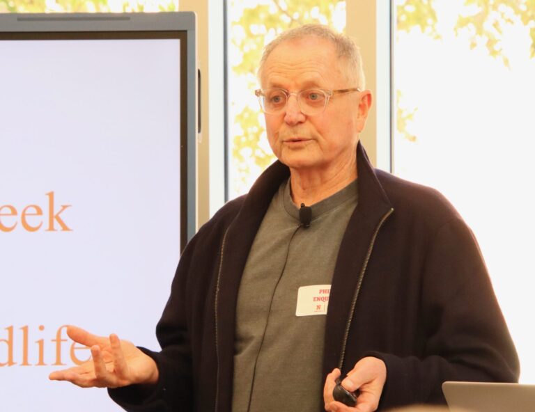 Phil Enquist, board member for the Cramer Center for Design & Innovation at Northern State University, reviewed results of a recent study related to Moccasin Creek and how it could be enhanced. His presentation was at the Beulah Williams Library on Thursday, Sept. 25. Aberdeen Insider photo by Elisa Sand.