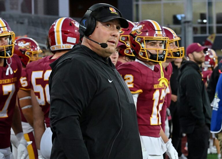 The Northern State football team, led by head coach Mike Schmidt, has six home games in 2026. The Wolves host Chadron State on Thursday, Aug. 27 at Dacotah Bank Stadium to open the season. Aberdeen Insider file photo by Robb Garofalo.