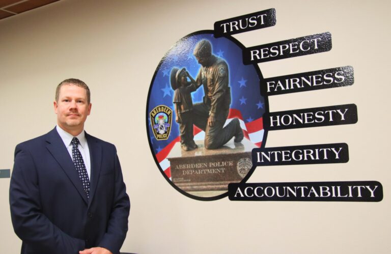 Tanner Jondahl can now add police chief to his list of titles at the Aberdeen Police Department. The Aberdeen City Council officially approved his hiring Monday, Oct. 27. Aberdeen Insider photo by Elisa Sand.