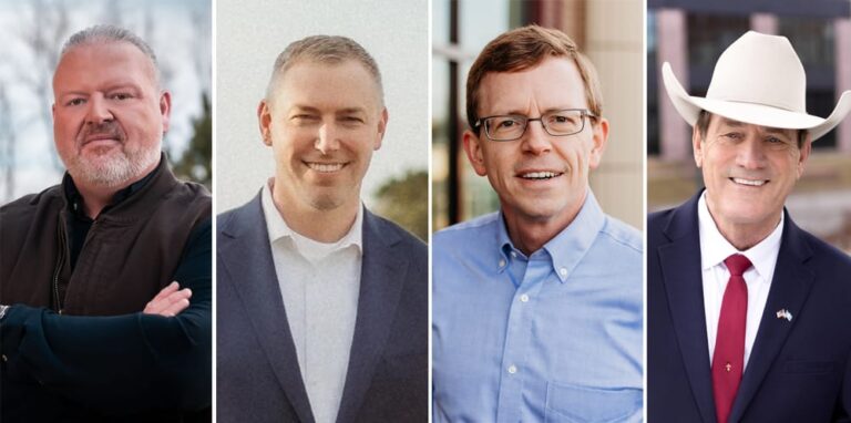 South Dakota Republican candidates for governor Toby Doeden, Jon Hansen, Dusty Johnson and Larry Rhoden.