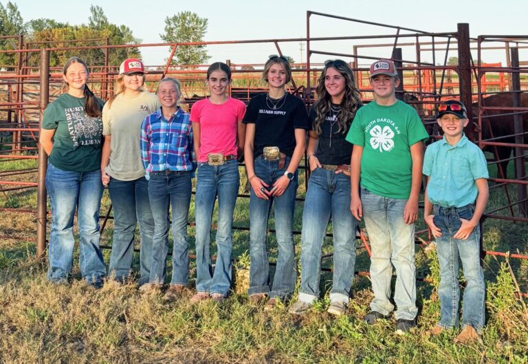 Futurity participants in 2025 included Chancey Kessler, Charlee Kessler, Allison Belcher, Danyelle Schnabel, Peyton Schnabel, Teagan Weiszhaar, Tucker Weiszhaar and Korbyn Schnabel. This year’s winner of the heifer was Korbyn Schnabel, and the reserve winner was Chancey Kessler. Courtesy photo.