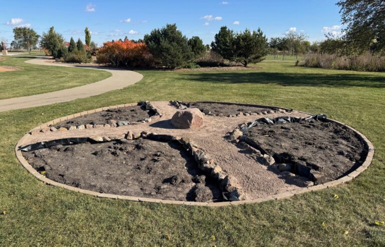A medicine wheel at Kuhnert Arboretum will feature a variety of prairie flowers along with white sage, blue sage and sweet grass. Courtesy photo.