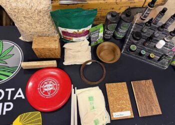 Some of Dakota Hemp's products in Wakonda, including hemp wood, hemp plastic and CBD items. South Dakota News Watch photo by Molly Wetsch.
