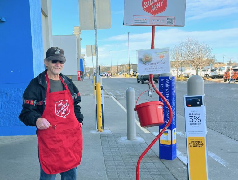 Volunteers for The Salvation Army were out this weekend kicking off the annual Red Kettle campaign. Aberdeen Insider photo by Reagan Bierschenk.
