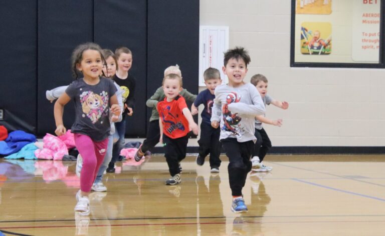 Youth from the Glenna and Rodney Fouberg Youth Development Center spend time at the Y during the day playing games like red light, green light. Aberdeen Insider photo by Elisa Sand.