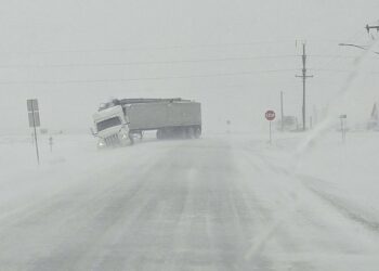 A semi was partially in the ditch on U.S. Highway 281 near its intersection with County Road 5 just west of Frederick during winter conditions on Tuesday, Nov. 25. Photo courtesy of Frederick Area Fire & Rescue Volunteers.