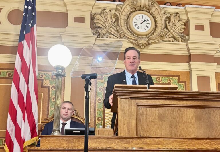 South Dakota Gov. Larry Rhoden gives his budget address on Tuesday, Dec. 2 at the state Capitol in Pierre. Photo courtesy of The Dakota Scout.