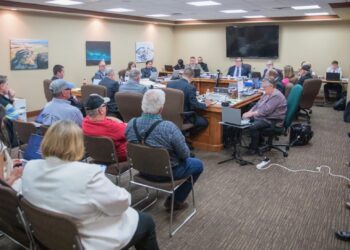 Representatives from Summit Carbon Solutions present during a Department of Mineral Resources hearing related to a carbon dioxide storage permit on June 11, 2024, in Bismarck. A judge’s order could have implications for the storage permit, which was later approved by state regulators. Photo by Kyle Martin for the North Dakota Monitor.