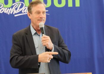 South Dakota Gov. Larry Rhoden announced a $1 million contribution from the state's future fund at Northern State University on Wednesday, Dec. 10. It will help pay for the creation of two new business parks in town. Aberdeen Insider photo by Elisa Sand.