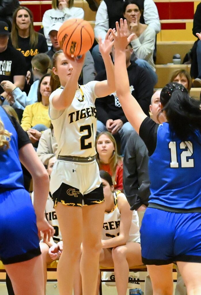 Girls high school basketball: First-half threes lead to Aberdeen Central rout of Yankton 5 Taryn Traphagen takes a three pointer during Groton Area's game against Lemmon Tuesday, Dec. 30 inside Wachs Arena. Traphagen had 18 points in a 51-47 win. Aberdeen Insider photo by Robb Garofalo.