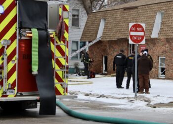 For the third time in nine days, Aberdeen Fire & Rescue responded to a residential fire on Wednesday, Dec. 31. It was at the intersection of South State Street and 11th Avenue Southeast. Aberdeen Insider photo by Scott Waltman.