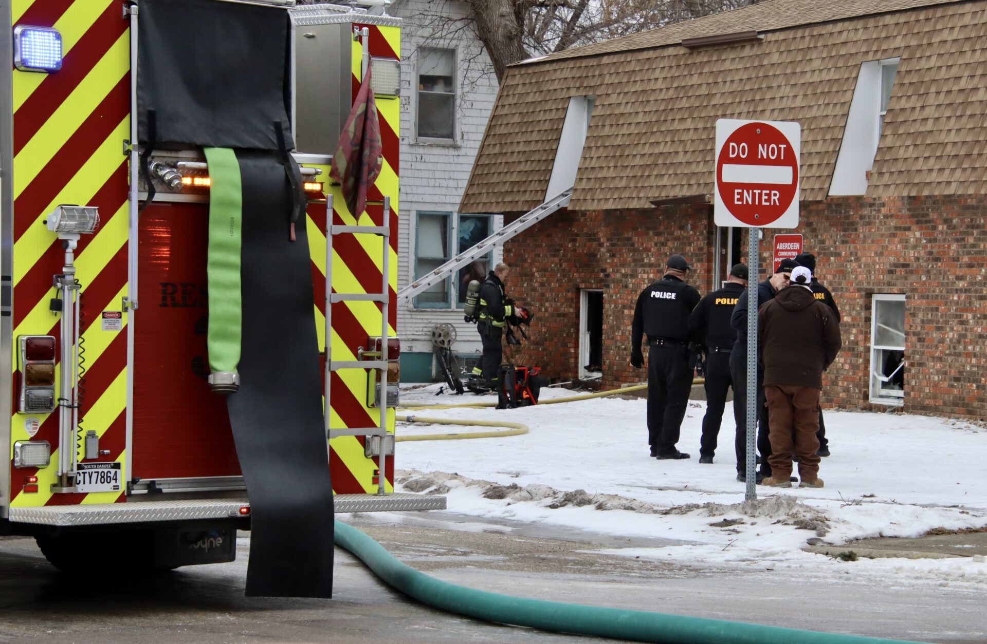 For the third time in nine days, Aberdeen Fire & Rescue responded to a residential fire on Wednesday, Dec. 31. It was at the intersection of South State Street and 11th Avenue Southeast. Aberdeen Insider photo by Scott Waltman.