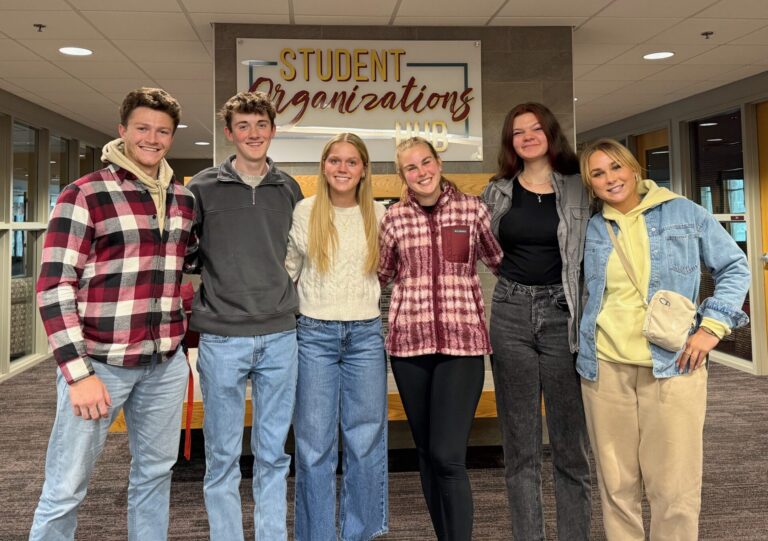 Northern State University MEDLIFE students who recently returned from an outreach trip in Lima, Peru, were, from left, Sam Brumfield, Ty Pinkman, Clare Nelson, Mary Fites, Breck Ekenberg and Maggie Fites. Aberdeen Insider photo by Elisa Sand.