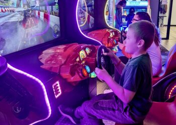 Felix Keith Mader, 8, plays an arcade game at Allevity on Saturday, Jan. 31. He attended a Playmakers event for kids who have special needs. Aberdeen Insider photo by Scott Waltman.
