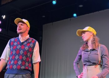 Brayden Cambler and Anna Bisbee perform in the upcoming performance of Gutenberg! The Musical! at Northern State University. The show is Friday, Feb. 20 and Saturday, Feb. 21 at 7:30 p.m. Courtesy photo from Northern State University.