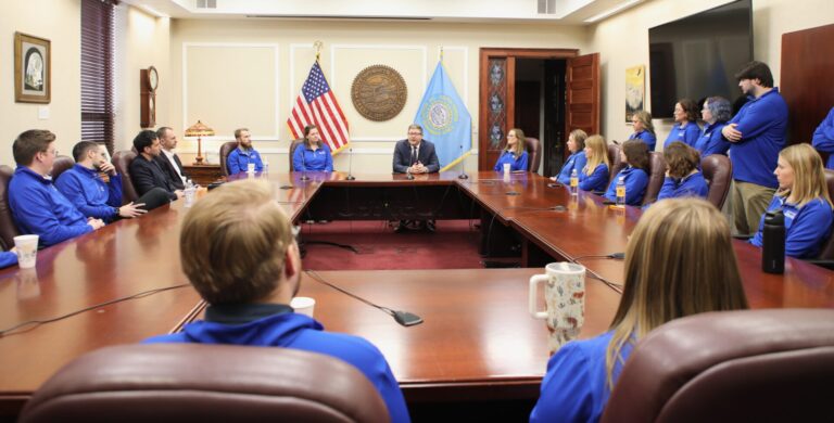 Aberdeen Day at the Legislature usually involves a host of activities, including a visit with the governor or a representative from that office. This year, the Aberdeen delegation visited with Republican Lt. Gov. Tony Venhuisen, who discussed various legislative topics. That was on Thursday, Feb. 19. Courtesy photo from the Aberdeen Area Chamber of Commerce.