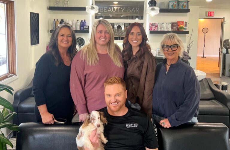 The crew at Beauty Bar, 502 E. Melgaard Road, is, back from left, cosmetologists Ann Schumacher, Carly Rose, Emily Huber and Deb Dykman and, in front, massage therapist Topher Helms. Courtesy photo.