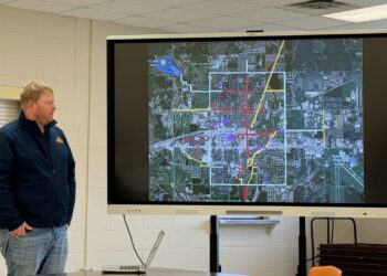 Parks Superintendent Tyler Bierman gave the Park & Recreation Board an update on the city's recreational trail plan during a meeting on Wednesday, March 4. The map depicted shows existing trails throughout the city. Aberdeen Insider photo by Elisa Sand.