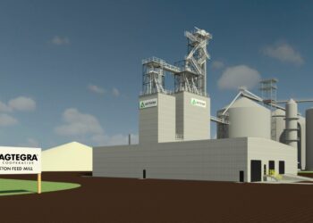 Agtegra has announced the construction of a new 100,000 square foot feed mill in Faulkton, which is expected to open by 2027. Courtesy illustration from Agtegra.