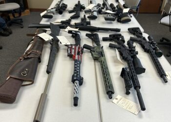 Firearms and accessories illegally used to poach scores of wildlife in Edmunds County were confiscated, according to the South Dakota Department of Game, Fish & Parks. Courtesy photo.
